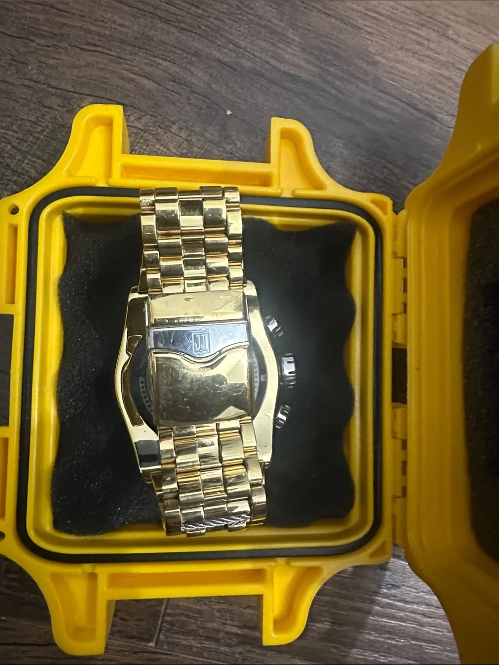 Invicta Gold and Black Men's Chronograph Watch in Yellow Case